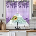 thumbnail image 6 of Purple Lavender Swag Valances for Windows, Kitchen Curtains 36 Inch Length 2 Panels Set, Spring Watercolor Wildflowers Plant Plaid Short Curtains for Small Windows Rod Pocket Cafe Curtains 28"x36", 6 of 8