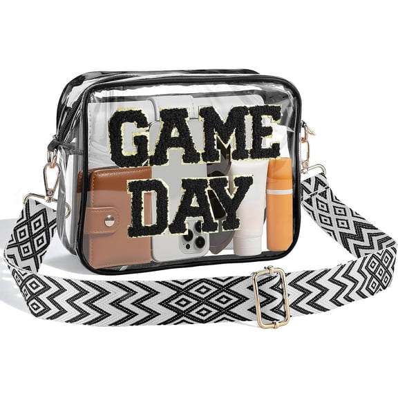 Stadium Approved Clear Game Day Crossbody Bag - 9" x 7" x 2.5" Women's Clear Purse for Football Games, Concerts, Music Festivals & All Outdoor Events