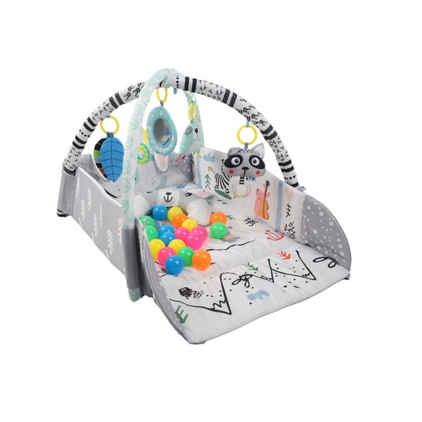 PINGÜE® Bebés | Corral, gimnasio y tapete de juego 4 en 1 para bebé | Modelo Ocean Ball, con alberca de pelotas y actividades interactivas.