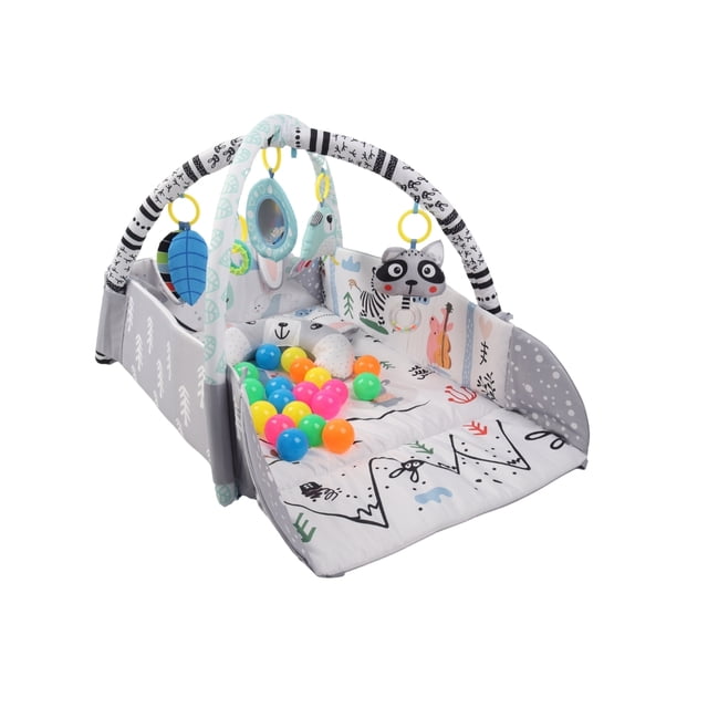 PINGÜE® Bebés | Corral, gimnasio y tapete de juego 4 en 1 para bebé | Modelo Ocean Ball, con alberca de pelotas y actividades interactivas.