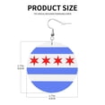 thumbnail image 3 of Round Leathe Dangle Earrings For Women Chicago Flag Style Circle Shape Drop Earrings Jewelry, 3 of 6