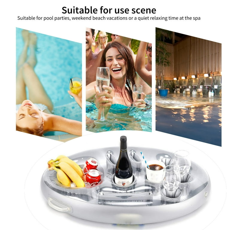 Summer Party Bucket Cup Holder Inflatable Pool Float Beer Drinking Cooler  Table Bar Tray Beach Swimming Ring Accessories