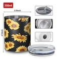 thumbnail image 4 of 12oz Coffee Tumblers Black Yellow Sunflower Pattern Stainless Steel Vacuum Insulated Travel Tumbler Coffee Cups Mug with Lid and Straw with Cleaning Brush for Cold & Hot Drinks, 4 of 5