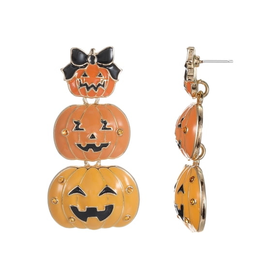 Way to Celebrate Jack-O-Lantern Stack Halloween Earrings, 1 Pair