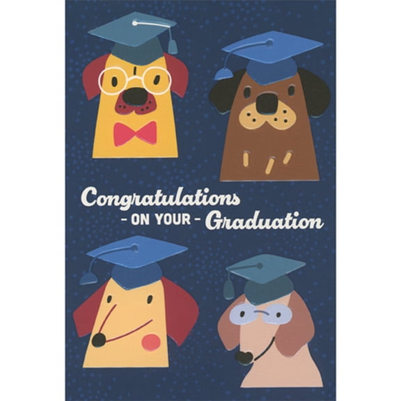 Pictura Four Cute Cartoon Dogs Wearing Grad Caps Funny Graduation Card