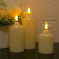 thumbnail image 3 of 3pcs Battery Operated Candle Remote Control Flameless LED Electric Ivory Real Wax Pillar Flicker Candle with Timer Home Outdoor Realistic Bright Fake Luminare Powered Cylinder Light, 3 of 10