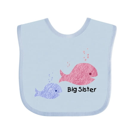 Inktastic Big Sister with Lil Brother Girls Baby Bib