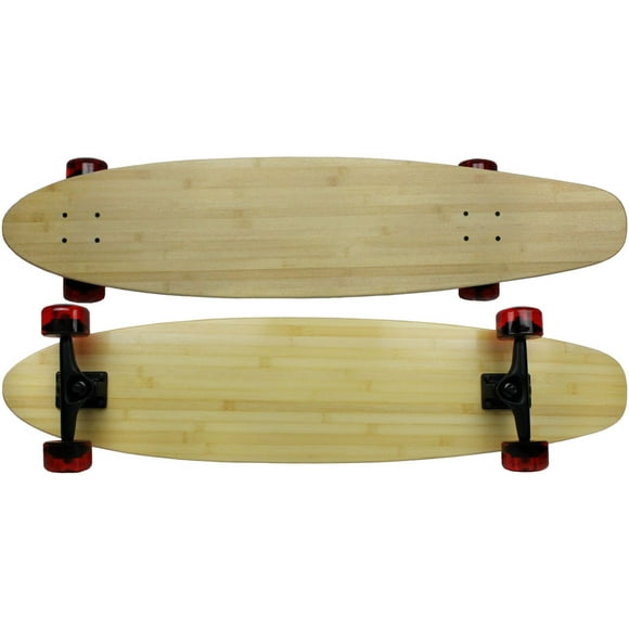 Moose Longboard en Bambou 9 Pouces x 40 Pouces 70mm Roues Rouges Kryptoniques
