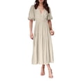 thumbnail image 1 of Icvfdpl Beach Dresses For Women,Everyday Wear V Neck Design With Flowy Hem Home Or Spring Fall Wardrobe Staple Hand Wash Dress Comfortable Sundress For Women,S, 1 of 7
