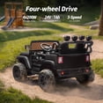 thumbnail image 3 of Hikiddo 2-Seater Ride on Car Truck, 24V 4WD Ride on Toy Electric Car for Kids Boys w/Remote, Bluetooth - Black, 3 of 10