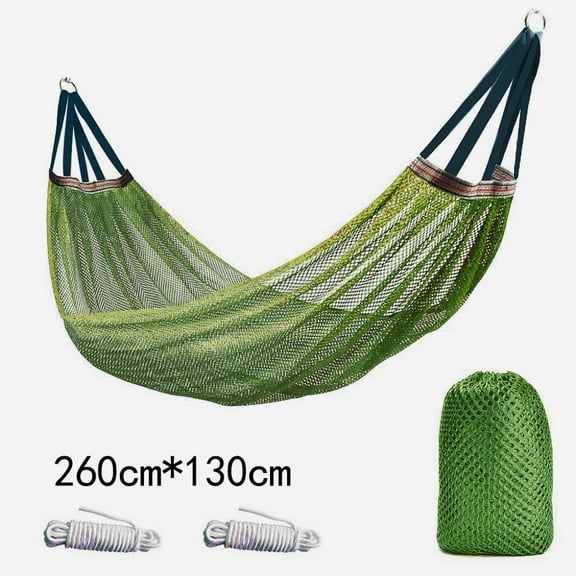 Summer Outdoor Silk Mesh Hammock Swing Bent Stick Anti-Tip Hammock Chair for Camping Travel Garden Yard