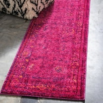 Unique Loom Medici Collection Area Rug - Salamanca (2' 2" x 6' 9" Runner Magenta/Brown)