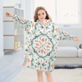 thumbnail image 5 of FORMRS Wearable Blanket Hoodie with Sleeves for Kids Cozy Flannel Sweatshirt, Green Geometric Pattern, 5 of 7