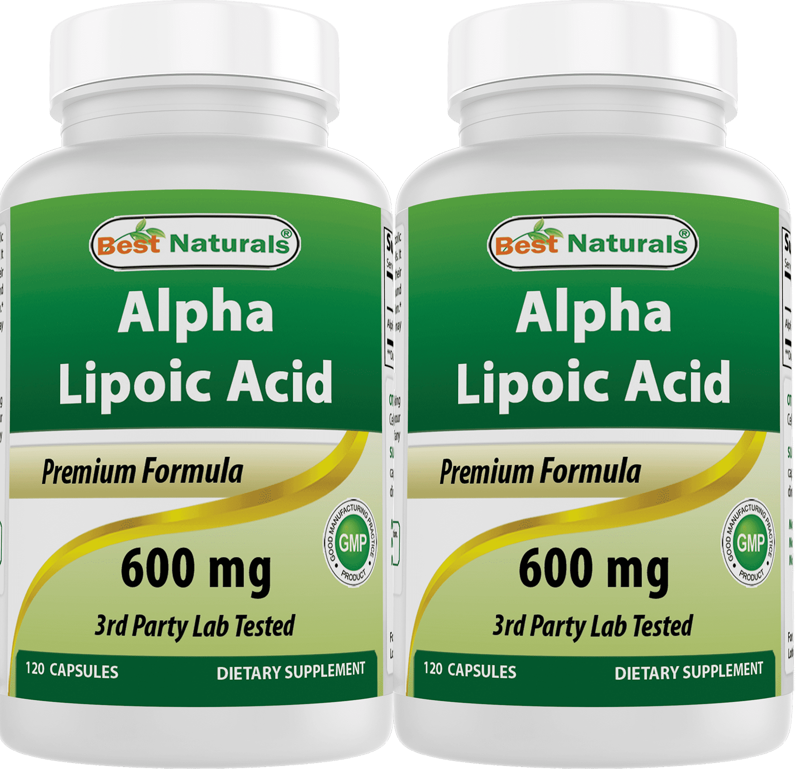 2 Pack Best Naturals Alpha Lipoic Acid 600 mg 120 Capsules | Blood Sugar Management and Dietary Supplements