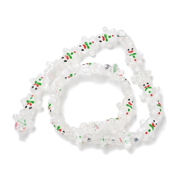 1strand Christmas Handmade Lampwork Beads Strands with Enamel Gingerbread Man White 14.5~15x14x7mm Hole: 1mm about 26pcs/strand 14.17''(36cm)