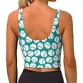 thumbnail image 3 of Vsdgher Green Baseball Print Women Sleeveless Athletic Tank Top Built-in Bra Camisole Sports Vest for Yoga Running Fitness Exercise with Removable Pads, 3 of 8