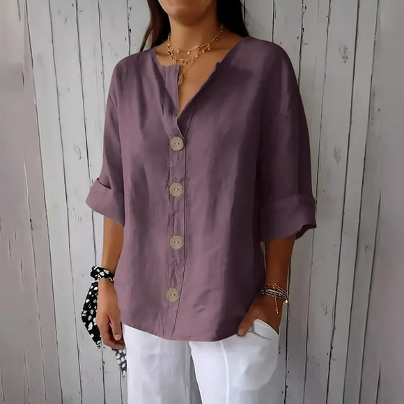 Xdegoge T Shirts for Women Plus Size V Neck Short Sleeve Linen Shirts Oversized Loose Fit Tees Summer Fashion Tunic Tops Dressy Casual Blouses Womens T Shirts Clearance Clothes $5.00
