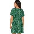 thumbnail image 3 of Horeoi Monstera Leaves Print Women's Short-sleeved Nightdress Breathable Cotton-like Material Loose A-line Knee-length, 3 of 6