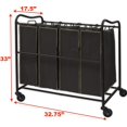 thumbnail image 5 of Simple Houseware Heavy Duty 4-Bag Laundry Sorter Rolling Cart, Brown, 5 of 5