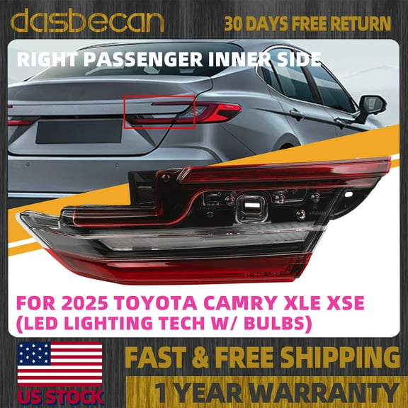 Dasbecan Right Passenger Inner LED Tail Light Assembly Lamp For Toyota Camry XLE XSE 2025