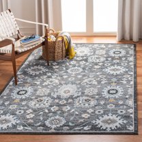 SAFAVIEH Liberty Phyillis Floral Polyester Area Rug, Dark Grey/Ivory, 5'3" x 7'7"