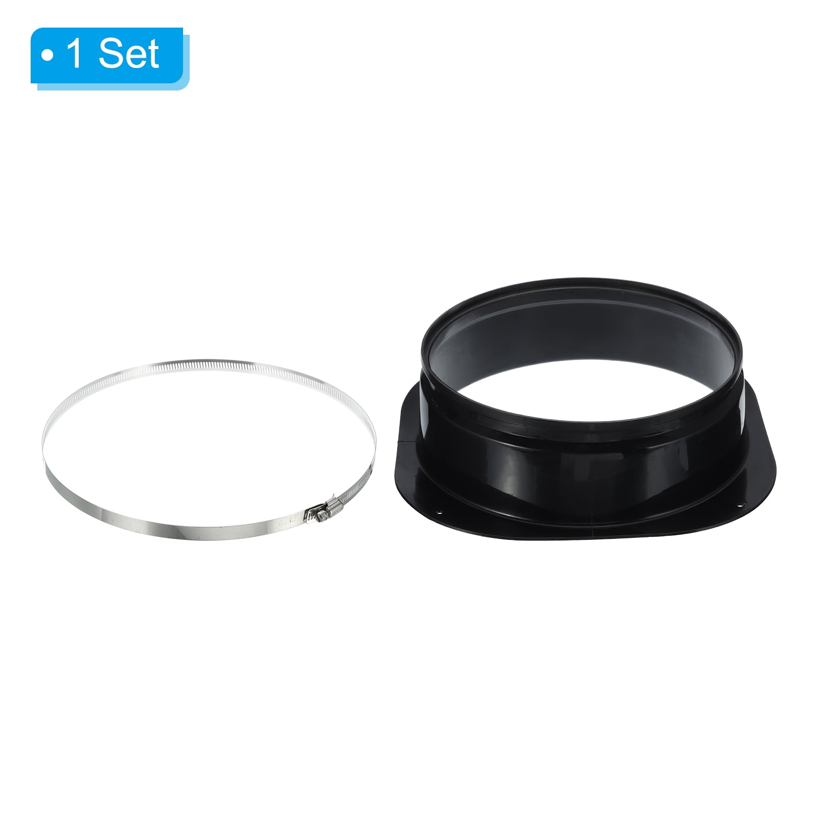 Uxcell 10" Duct Connector Flange Dryer Vent Wall Plate Square to Round with Clamp for Air Cooling Ventilation Black