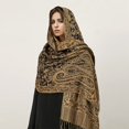 thumbnail image 2 of HNMKIU Scarf Elegant Fringed Shawl With Paisley Design Feel Soft Wrap For Women Scarf Blue,One Size, 2 of 5