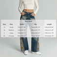 thumbnail image 6 of Women's Distressed Embroidery Jeans Vintage Y2K Straight Leg Denim Pants High Waist Stretchy Wide Leg Casual Denim Trousers with Pocket, 6 of 6