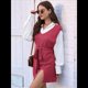thumbnail image 5 of de Vestido Tipo Chaleco para Mujer, Suéter de Punto, Suéter con Cuello en V y Cintura Anudada Rojo L, 5 of 10
