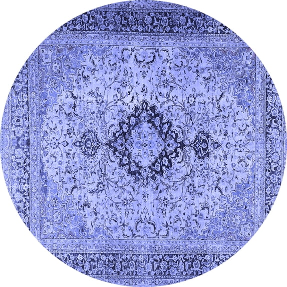 Ahgly Company Indoor Round Persian Blue Traditional Area Rugs, 5' Round