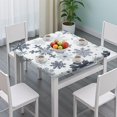 thumbnail image 3 of Blue Christmas Snowflake Pattern Square Fitted Tablecloth with Elastic Edge,Square Table Cover,Washable Elastic Table Cover for Home Kitchen Party Decor 34"x34", 3 of 6