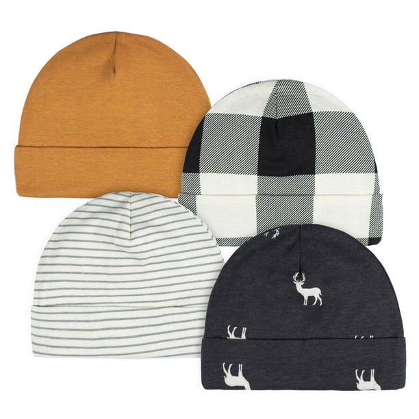 Gerber Essentials Gorro Algodón Orgánico Set 4 Piezas bebé Recién Nacido