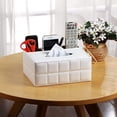 thumbnail image 3 of Dsseng Tissue box [refined] retro leather multifunctional remote control stationery napkin rack storage box modern facial tissue drawer storage box-suitable for home office supplies box, 3 of 5