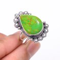 thumbnail image 2 of Copper Green Turquoise Gemstone 925 Sterling Silver Ring V10798, Copper Green Turquoise Ring, Gemstone Ring, Handmade Ring, Green Ring, Pear Ring, Gif, 2 of 4