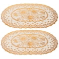 thumbnail image 2 of Juego de posavasos y manteles individuales de PVC con diseño de glamour dorado para decoración de cocinas ovaladas para bodas y restaurantes, 2 of 8