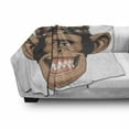 thumbnail image 2 of Funny Soft Flannel Fleece Throw Blanket, Whimsical King Chimpanzee Portrait with Crown on His Head Monkey, Cozy Plush for Indoor and Outdoor Use, 50" x 70", Taupe Pale Caramel and White, by Ambesonne, 2 of 5