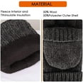 thumbnail image 3 of Thermal Insulation Fingerless Texting Wool Gloves Unisex Winter Warm Knitted Convertible Mittens Flap Cover, 3 of 6