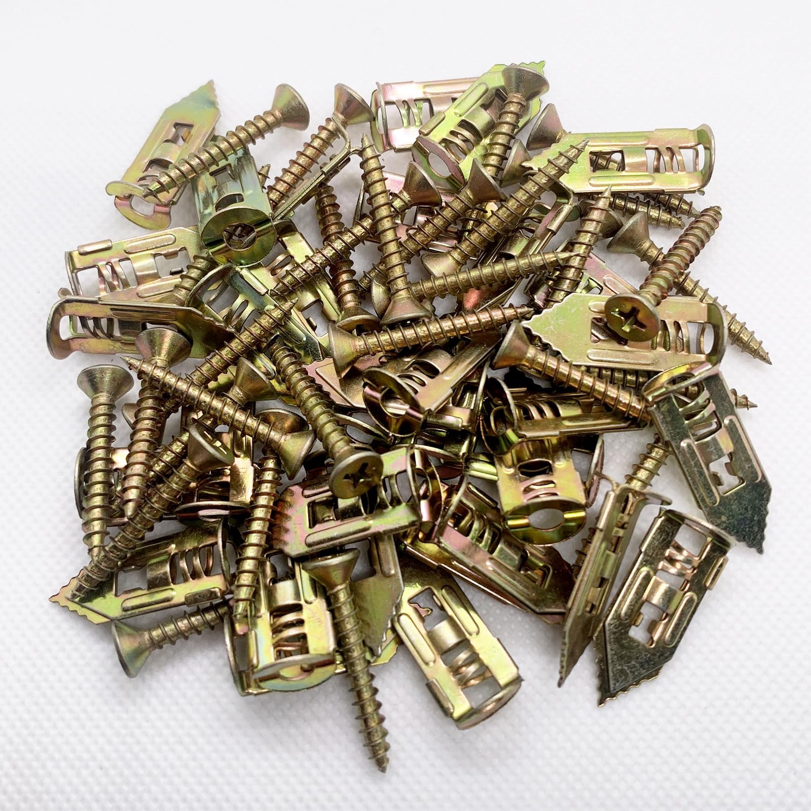 50 pcs Self-Drilling Drywall Anchors with Screws, 0.47x1.18 Inch Zinc Plated Steel Drywall Wall Anchors and Screws Kit Heavy Duty, Easy Application No Drill or Holes in Wall