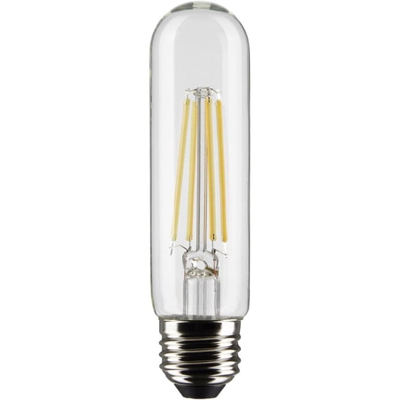 Satco 8-Watt T10 Tubular LED Light Bulbs, 2700K Warm White, 800 Lumen, E26 Medium Base, 15000 Hour Rating, Dimmable, Wet Location, 6 Pack