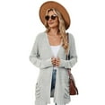 thumbnail image 2 of Women'S 2025 Fall Fashion Cardigan Soft Knit Cardigan for Women Long Sleeve Open Front Coat with Pockets Light gray XL, 2 of 9