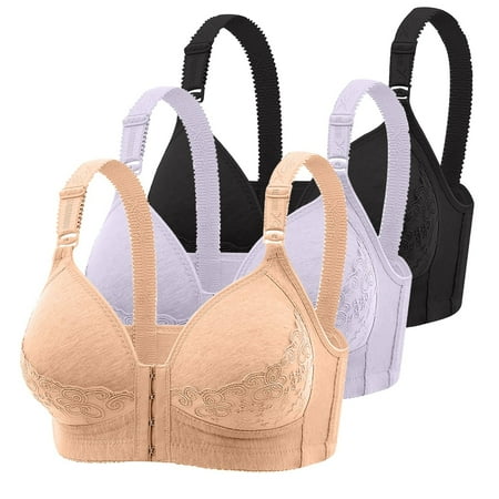 YEJIMAN Pack of 3 Women s Bra Without Underwire Women Classic Bras with Front Closure Sports Bra Set Yoga Bra Women Bra for Sleeping Yoga Gym Outdoor Fitness  Black Sexy Underwear For Women