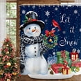 thumbnail image 3 of Winter Christmas Snowman Shower Curtain, Snowflake Xmas Shower Curtains Set for Bathroom, Holiday Winter Theme Fabric Decor Bath Curtain with Hooks, 70X72IN Blue, 3 of 6