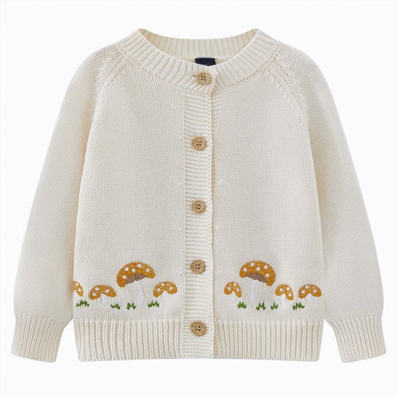 Gibobby Sweater Baby Boys Girls Button-Up Cardigan Crew Neck Long Sleeve 12 Months 2t 3t 4t Toddler Knit Sweater(3-4 Years,White)