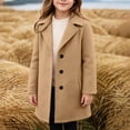 thumbnail image 6 of Chiccall Girls Notched Lapel Mid Length Coat Buttons Pockets Elegant Fall Winter Party Casual Outer Coat for Kids, 6 of 7
