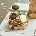 thumbnail image 4 of nTRIUQJ Candle Holder Christmas Centerpiece Decoration - Wood Tealight Holders with Mini Wreaths Yule Log Tea Light Coffee Table Table Rustic Farmhouse Home Decor Gift Beige, 4 of 8