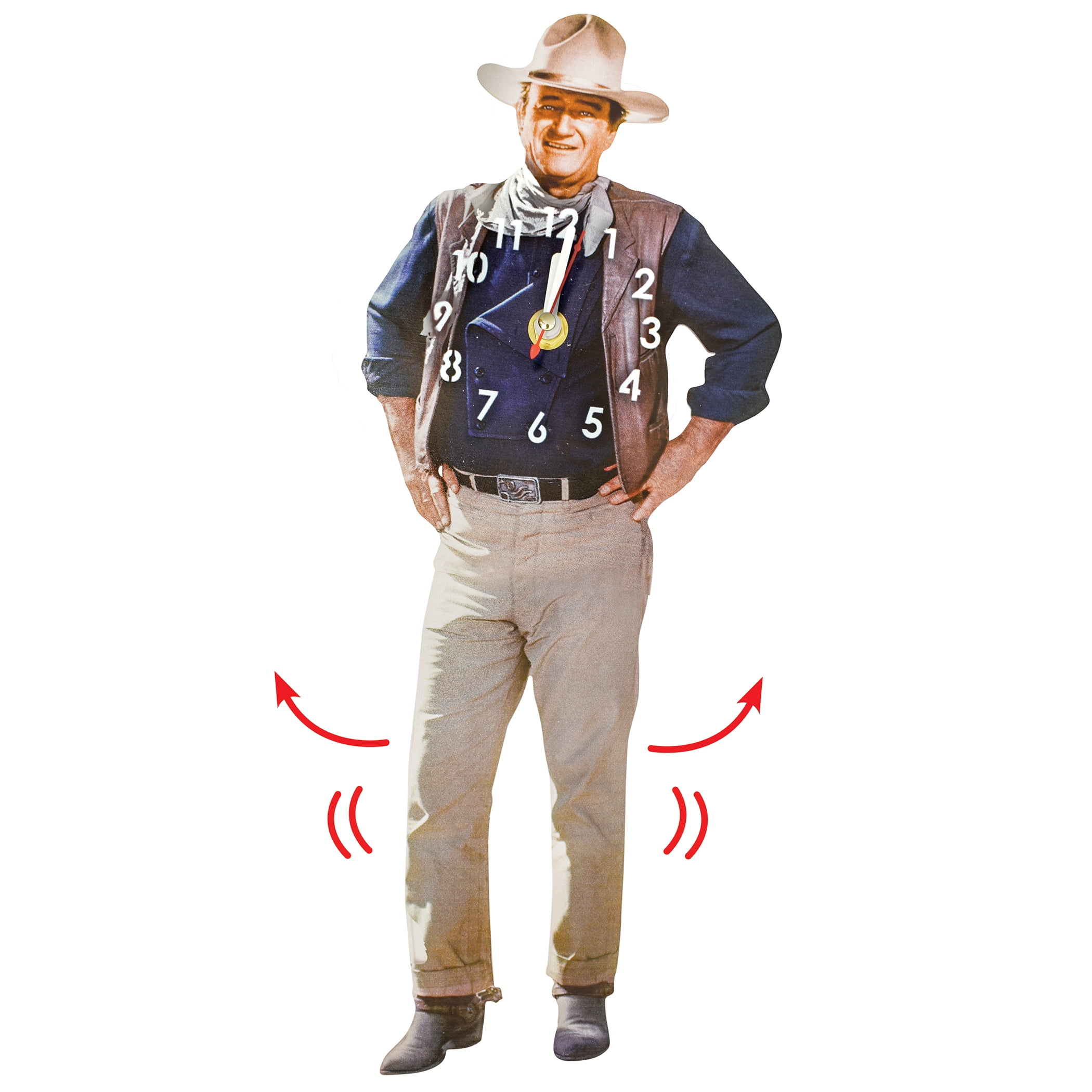 Collections Etc Collectible John Wayne Swinging Legs Wall Clock