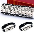 thumbnail image 4 of UDIYO Men's Horoscope Stainless Steel Silicone Wristband Bangle Clasp Cuff Bracelet, 4 of 7