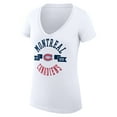 thumbnail image 2 of Women's G-III 4Her by Carl Banks White Montreal Canadiens Super-Slim Fit Lightweight City Graphic V-Neck T-Shirt, 2 of 3