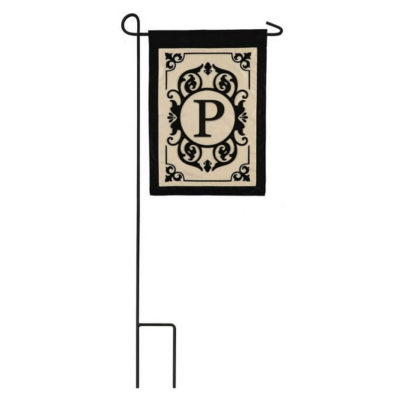 Evergreen Applique Double Sided Garden Flag - Cambridge Monogram P, High Quality Nylon, Decorative Seasonal Flag, Size - 12.5" x 18"