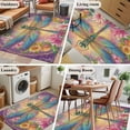 thumbnail image 5 of Area Rug for Living Room, Purple Dragonfly Non-Slip Indoor Large Carpet for Bedroom/Dining Room, Colorful Flowers Watercolor Chic Floral Plant Washable Low-Profile Floor Mat Runner Rugs - 3 x 5 Ft, 5 of 8